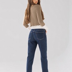 Ribbed wrap cardigan with front tie and scalloped hem