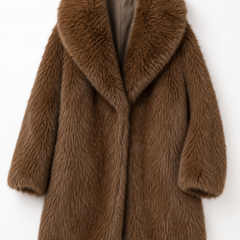Oversized faux fur jacket with wide shawl collar