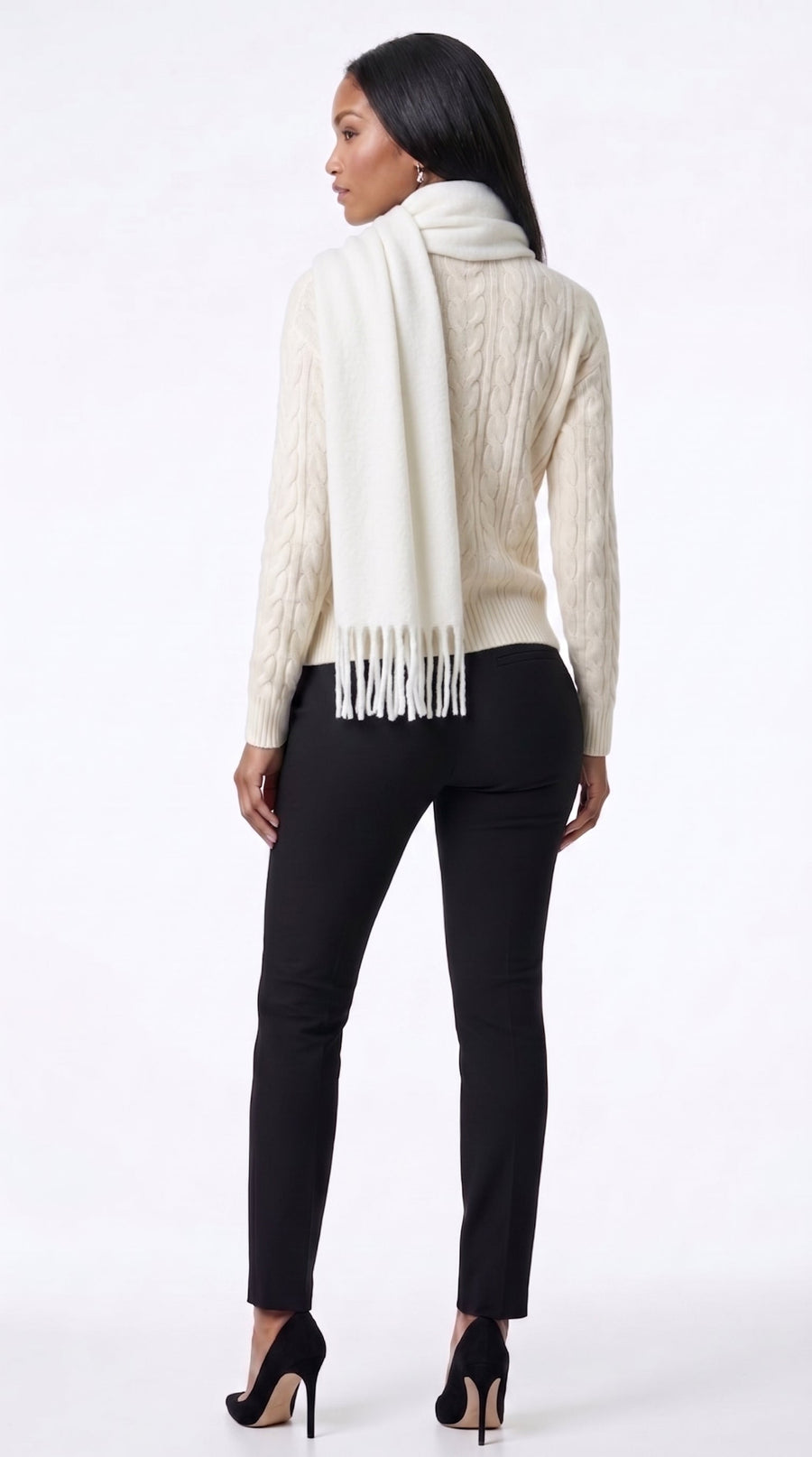 Cream oversized brushed scarf