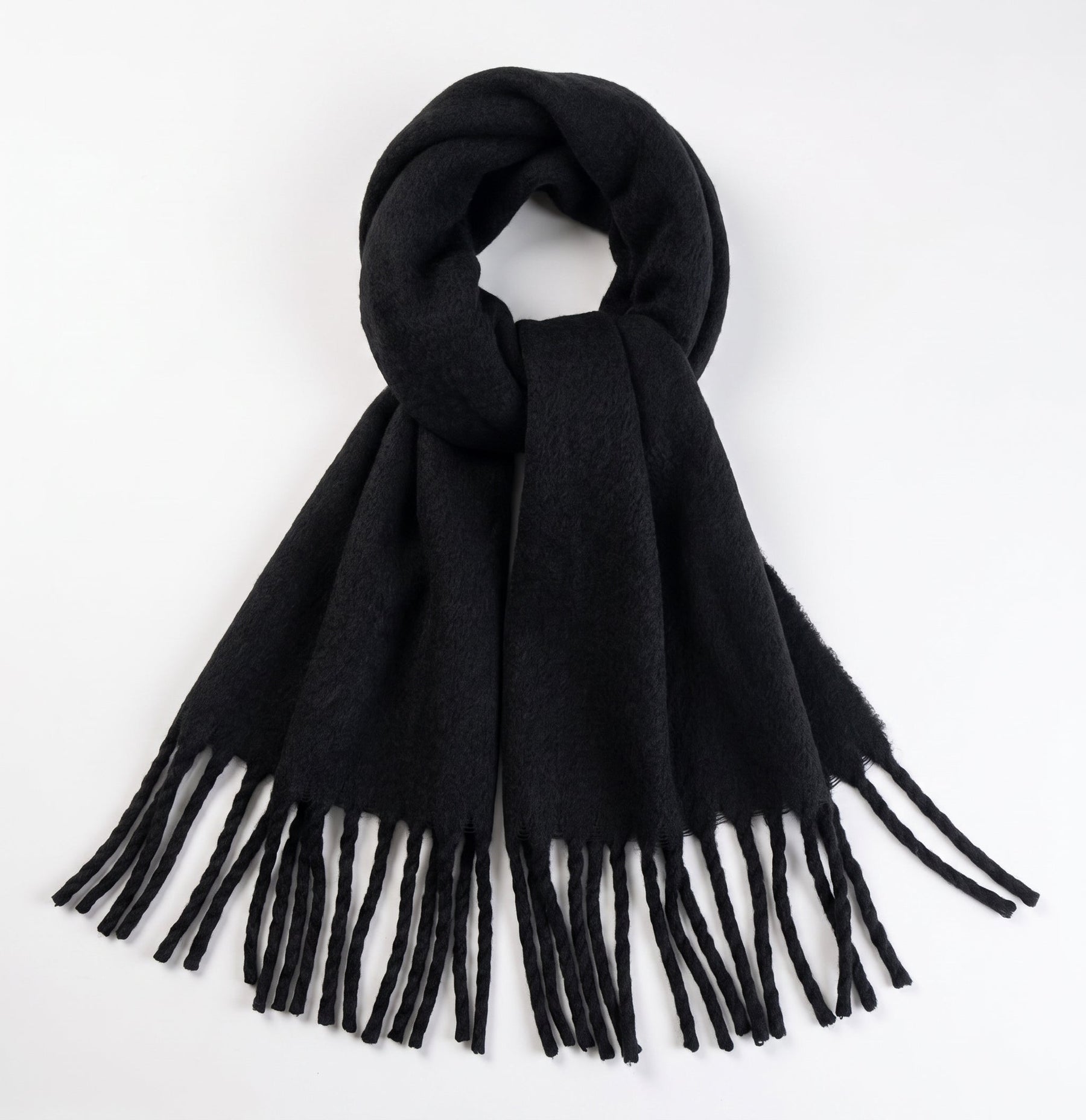Black oversized brushed scarf