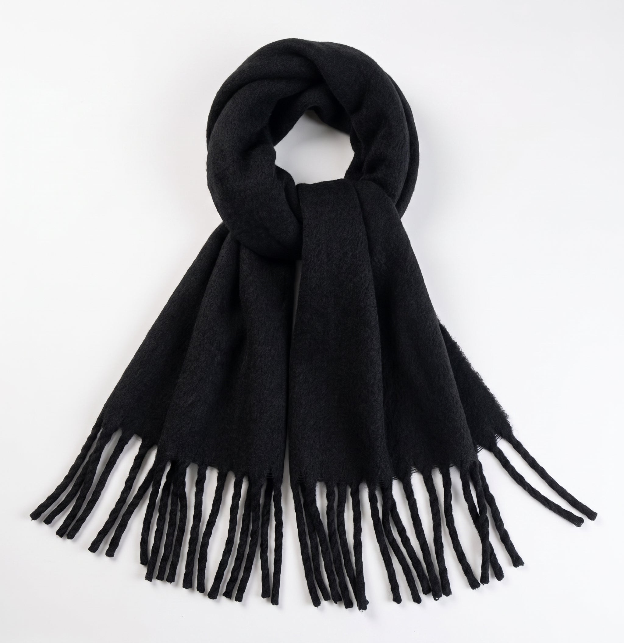 Black oversized brushed scarf