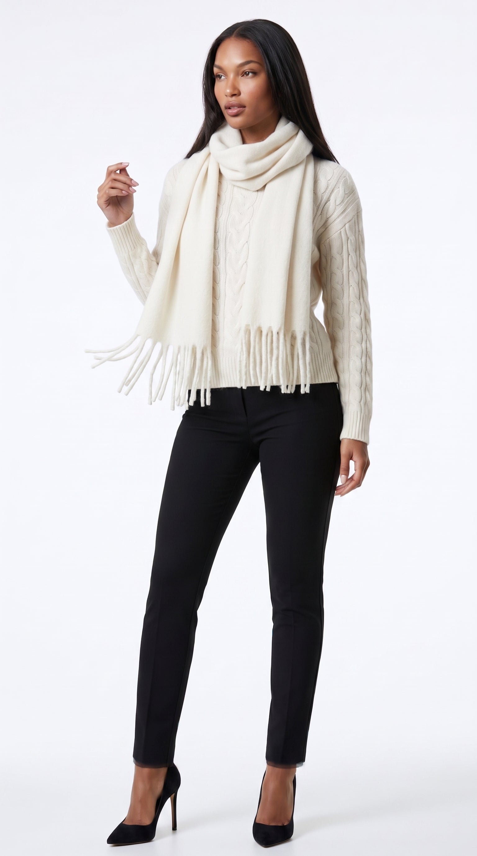Cream oversized brushed scarf