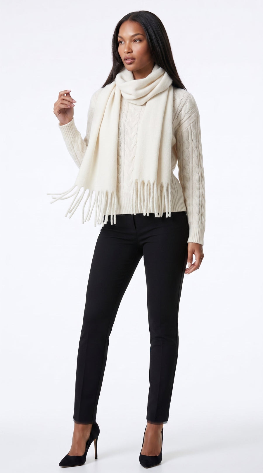 Cream oversized brushed scarf