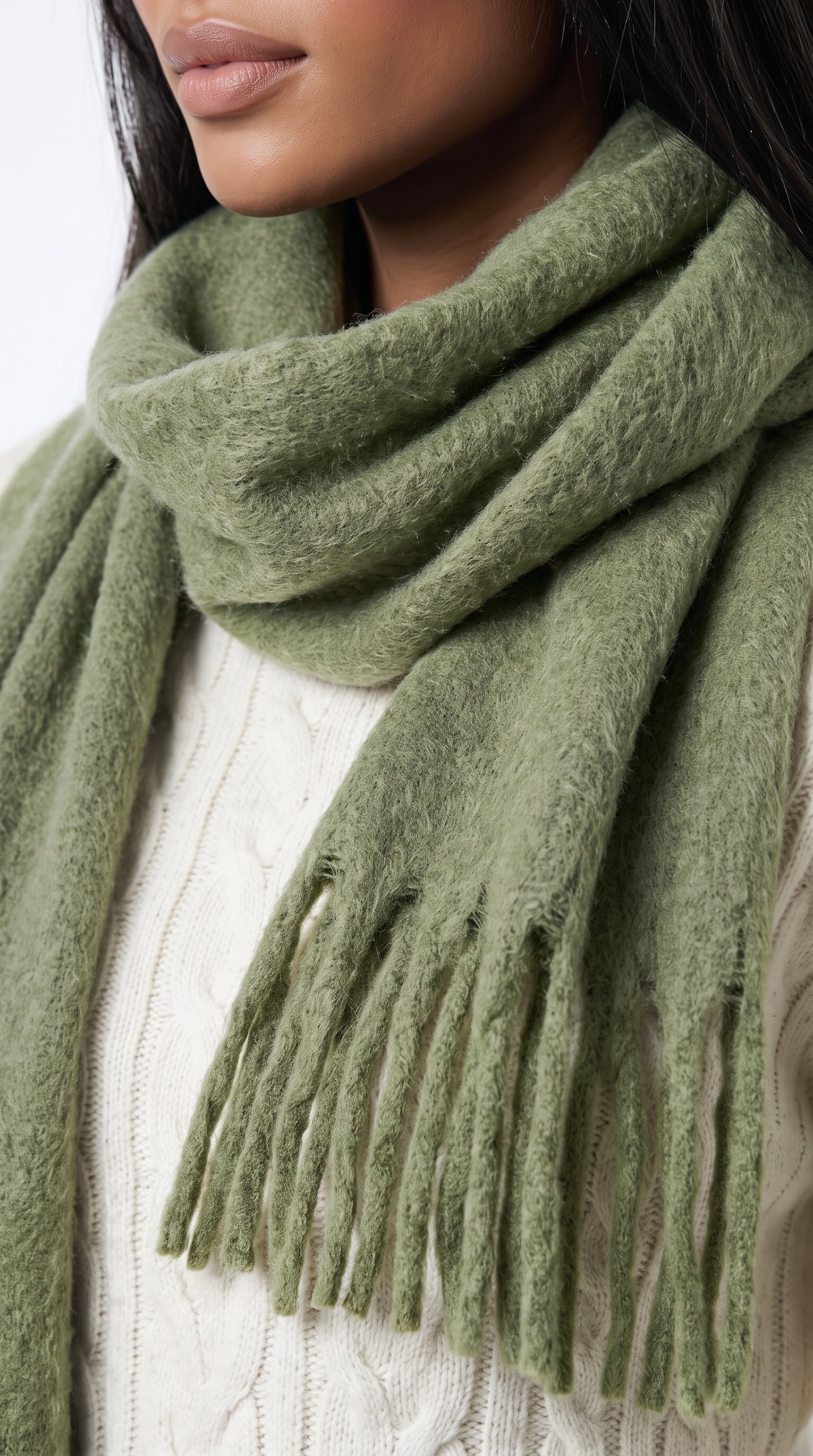 Matcha green oversized brushed scarf