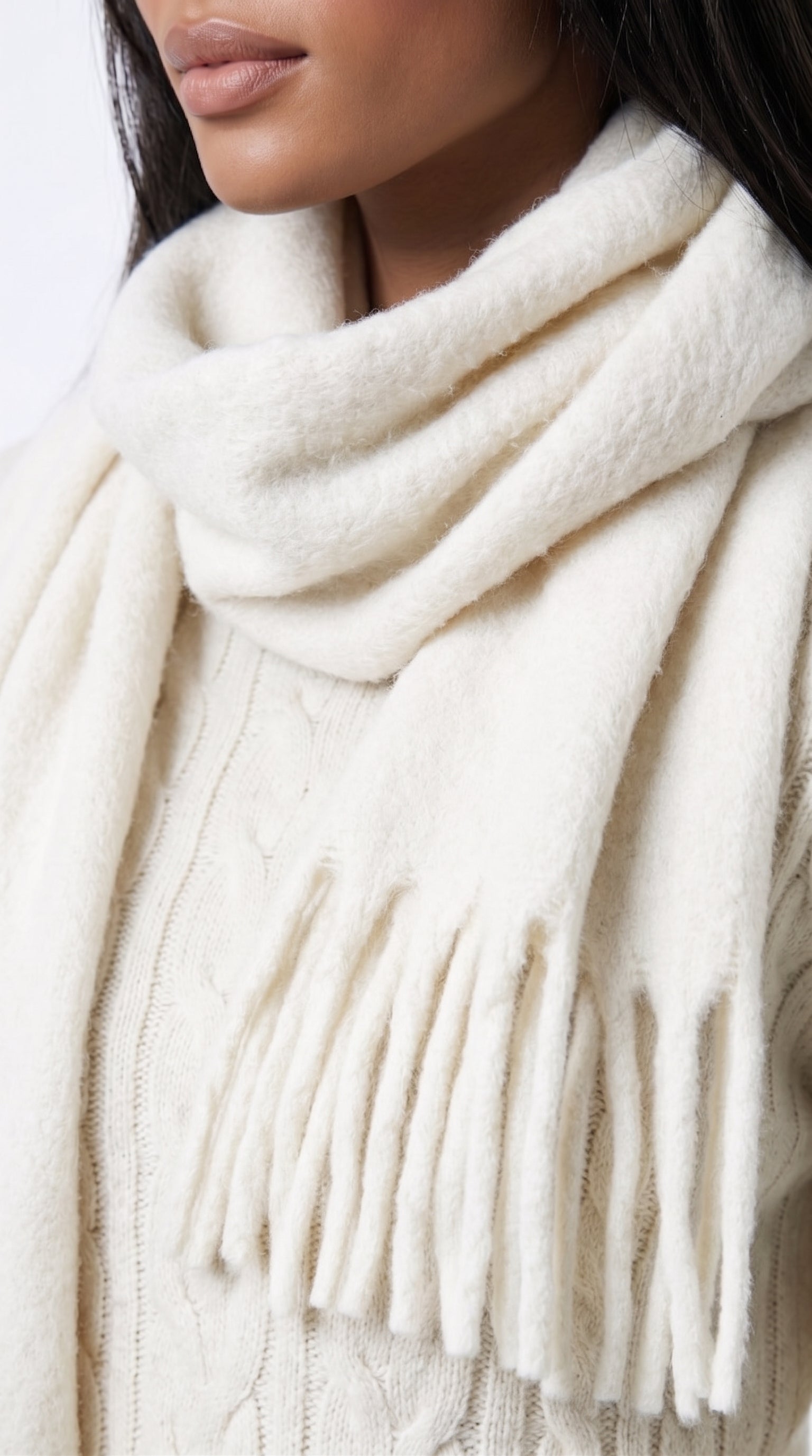 Cream oversized brushed scarf