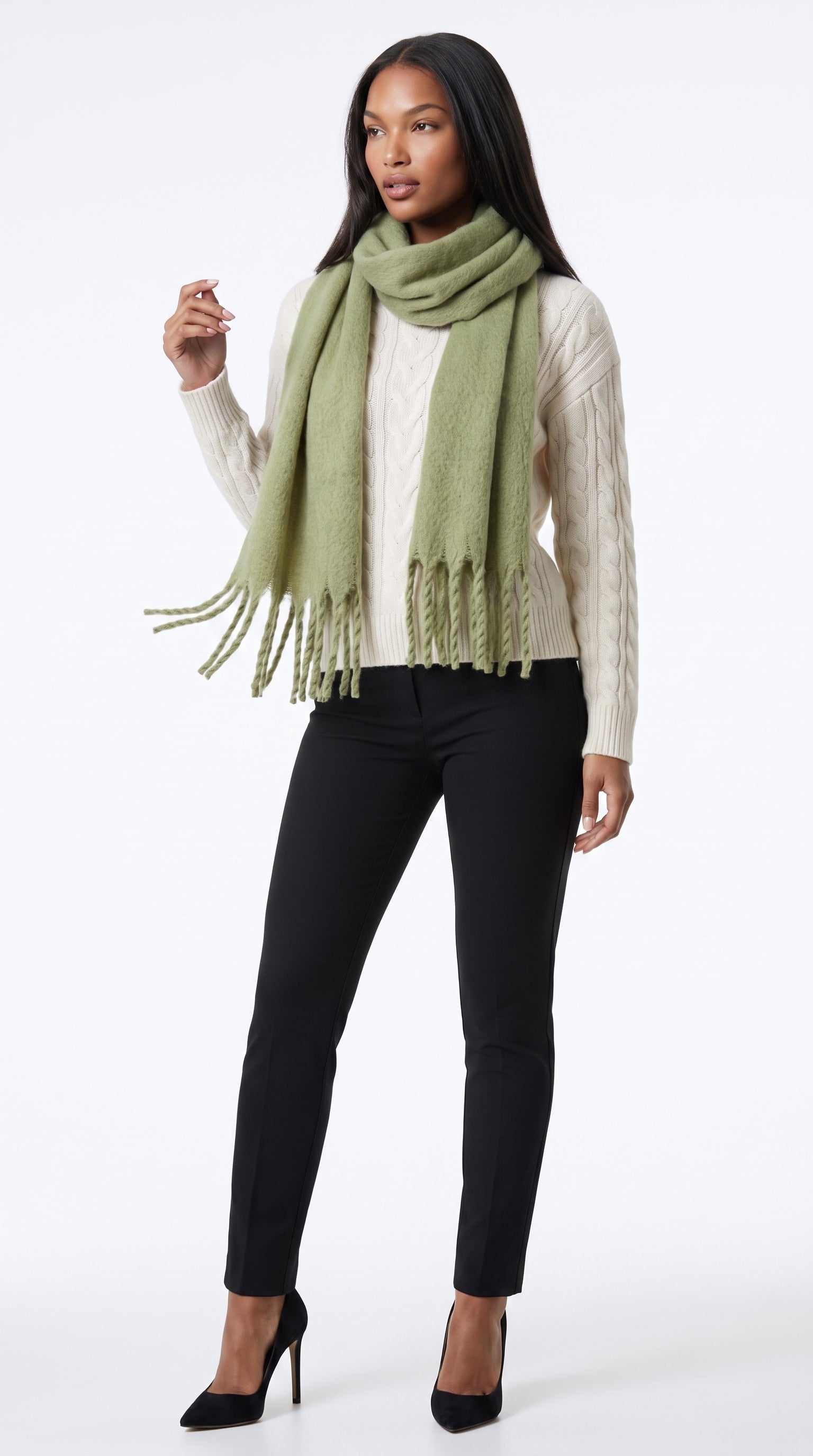 Matcha green oversized brushed scarf