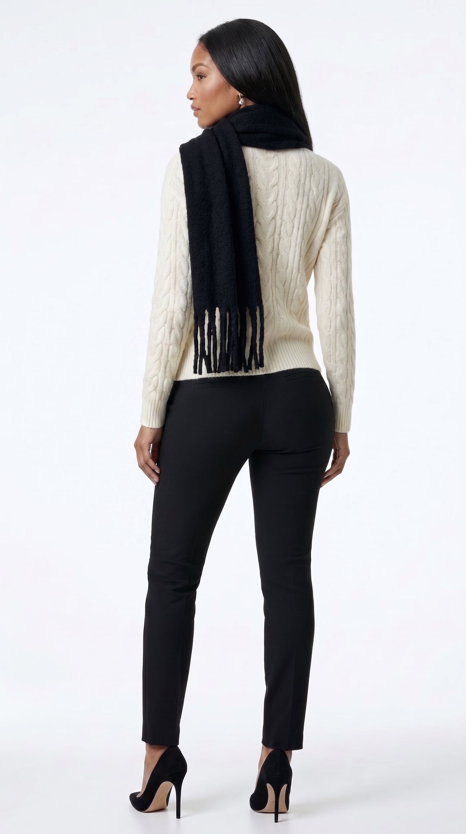 Black oversized brushed scarf