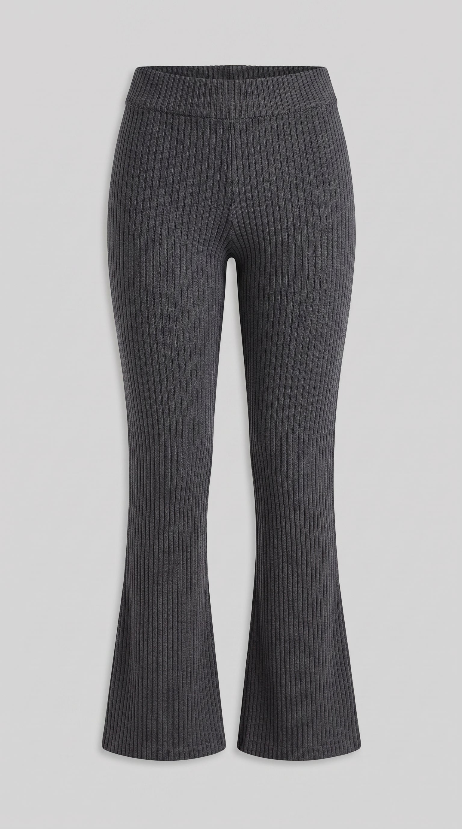 Charcoal ribbed knit flared trousers