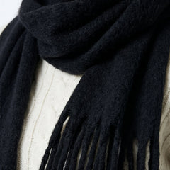 Black oversized brushed scarf